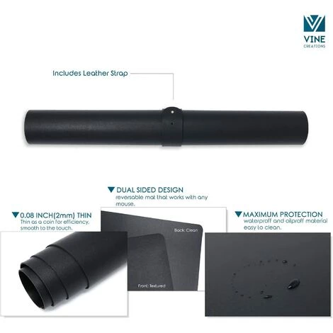 EINEMGELD Sous-main En Cuir 36" X 20" (env. 91,4 Cm X 50,8 Cm), Sous-main De Bureau Imperméable Noir, Grand Tapis De Souris En Cuir PU Lisse Et Surface D'écriture, Protecteur De Bureau, Accessoire Jet D'encre Large Double Face 4 EINEMGELD Sous-main En Cuir 36" X 20" (env. 91,4 Cm X 50,8 Cm), Sous-main De Bureau Imperméable Noir, Grand Tapis De Souris En Cuir PU Lisse Et Surface D'écriture, Protecteur De Bureau, Accessoire Jet D'encre Large Double Face – Image 2