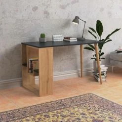 COTECOSY Bureau Douglas 120cm Bois Chêne Clair Et Anthracite - Gris Foncé 8 COTECOSY Bureau Douglas 120cm Bois Chêne Clair Et Anthracite - Gris Foncé -France Bureau Soldes 2022 61161422 2