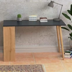 COTECOSY Bureau Douglas 120cm Bois Chêne Clair Et Anthracite - Gris Foncé 9 COTECOSY Bureau Douglas 120cm Bois Chêne Clair Et Anthracite - Gris Foncé -France Bureau Soldes 2022 61161422 3