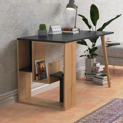 COTECOSY Bureau Douglas 120cm Bois Chêne Clair Et Anthracite - Gris Foncé 6 COTECOSY Bureau Douglas 120cm Bois Chêne Clair Et Anthracite - Gris Foncé – Image 4