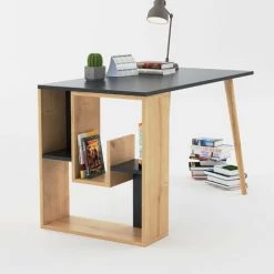 COTECOSY Bureau Douglas 120cm Bois Chêne Clair Et Anthracite - Gris Foncé 11 COTECOSY Bureau Douglas 120cm Bois Chêne Clair Et Anthracite - Gris Foncé -France Bureau Soldes 2022 61161422 5