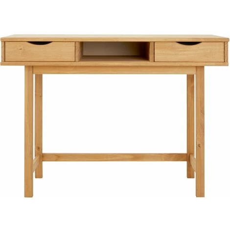 IDIMEX Bureau SALSA Avec Rangement 2 Tiroirs Et 1 Niche, En Pin Massif à La Finition Teintée Et Cirée - Finition Cirée/coloris Antique 4 IDIMEX Bureau SALSA Avec Rangement 2 Tiroirs Et 1 Niche, En Pin Massif à La Finition Teintée Et Cirée - Finition Cirée/coloris Antique – Image 2