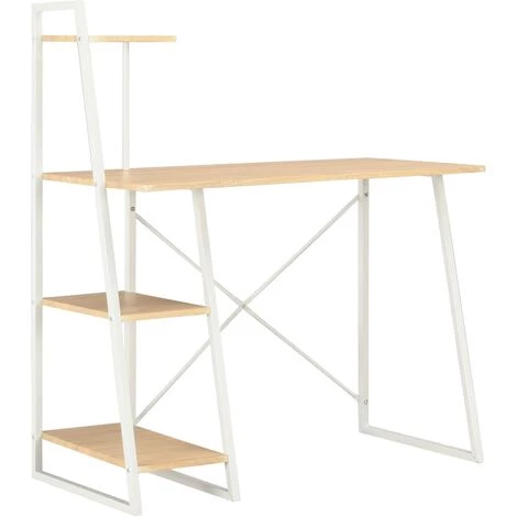 SUPERMARKET Bureau Avec Étagère Blanc Et Chêne 102x50x117 Cm 3 SUPERMARKET Bureau Avec Étagère Blanc Et Chêne 102x50x117 Cm