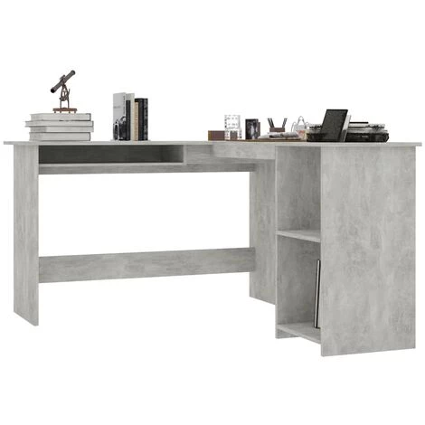 SUPERMARKET Bureau D'angle En Forme De L 120x140x75 Cm Aggloméré Gris Béton 5 SUPERMARKET Bureau D'angle En Forme De L 120x140x75 Cm Aggloméré Gris Béton – Image 3