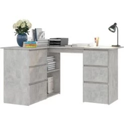 SUPERMARKET Bureau D'Angle 145x100x76 Cm Aggloméré Gris Béton 9 SUPERMARKET Bureau D'Angle 145x100x76 Cm Aggloméré Gris Béton -France Bureau Soldes 2022 61305869 3