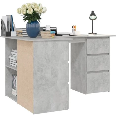 SUPERMARKET Bureau D'Angle 145x100x76 Cm Aggloméré Gris Béton 6 SUPERMARKET Bureau D'Angle 145x100x76 Cm Aggloméré Gris Béton – Image 4