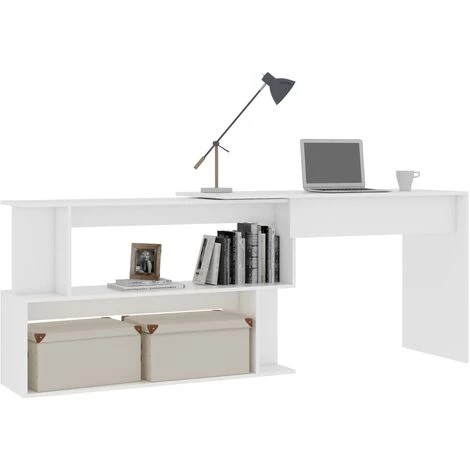 SUPERMARKET Bureau D'Angle 200x50x76 Cm Aggloméré Blanc 5 SUPERMARKET Bureau D'Angle 200x50x76 Cm Aggloméré Blanc – Image 3