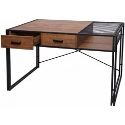 DéCOSHOP26 Bureau Table D'ordinateur Style Industriel Avec Tiroirs De Rangement 76x120x70cm Marron - Marron