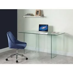 VENTE-UNIQUE.COM Bureau CLARISSA - Verre Trempé - Transparent - Transparent