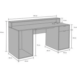 VENTE-UNIQUE.COM Bureau Gamer RYDER - Avec Rangements Et LEDs - MDF - Gris - Gris Anthracite -France Bureau Soldes 2022 63184227 3