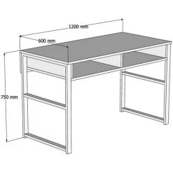 COTECOSY Bureau 2 Compartiments Mauro 120cm Métal Noir Et Bois Clair - Bois Clair -France Bureau Soldes 2022 63191325 4