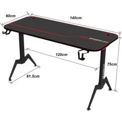 Soges Bureau De Jeu De 55 Pouces Avec Tapis De Souris Entièrement Recouvert, Soges Bureau De Joueur En Forme De M Avec Pieds De Style M, Poste De Travail Pour Ordinateur Avec Porte-gobelet, Crochet Pour Casque Et Boîte à Douilles, Noir YT-SF-1 - Noir Roug -France Bureau Soldes 2022 63440924 3