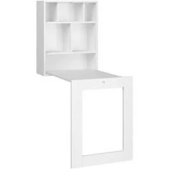 BB LOISIR Bureau Pliable TILT Table Murale Pliante Pour Ordinateur Bureau Ménager Blanc Mat