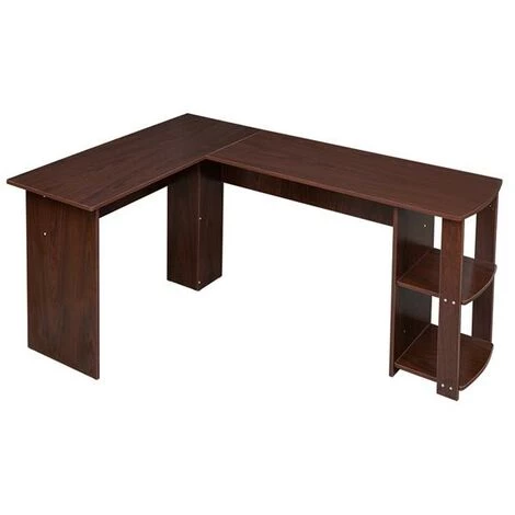 LYCXAMES Table De Bureau, Table D‘Ordinateur, Bureau D‘Angle En Forme De L, Bureau Informatique, Grand Bureau De Travail Pour Ordinateur Portable, Table D‘Etude Avec Deux Etagères De Rangement, Brun 3 LYCXAMES Table De Bureau, Table D‘Ordinateur, Bureau D‘Angle En Forme De L, Bureau Informatique, Grand Bureau De Travail Pour Ordinateur Portable, Table D‘Etude Avec Deux Etagères De Rangement, Brun