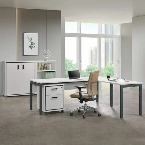 ALTOBUY MODIA - Bureau 180cm + Extension + Caisson H64cm + 2 Meubles De Rangements - Blanc 3 ALTOBUY MODIA - Bureau 180cm + Extension + Caisson H64cm + 2 Meubles De Rangements - Blanc