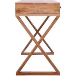 SUPERMARKET Bureau D'ordinateur Naturel 115x47x77 Cm Bois D'acajou Massif -France Bureau Soldes 2022 63652943 5