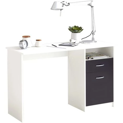 SUPERMARKET FMD Bureau Avec 1 Tiroir 123 X 50 X 76,5 Cm Blanc Et Noir 3 SUPERMARKET FMD Bureau Avec 1 Tiroir 123 X 50 X 76,5 Cm Blanc Et Noir