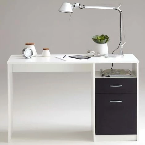 SUPERMARKET FMD Bureau Avec 1 Tiroir 123 X 50 X 76,5 Cm Blanc Et Noir 5 SUPERMARKET FMD Bureau Avec 1 Tiroir 123 X 50 X 76,5 Cm Blanc Et Noir – Image 3
