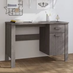 SUPERMARKET Bureau Gris Clair 113x50x75 Cm Bois Massif De Pin