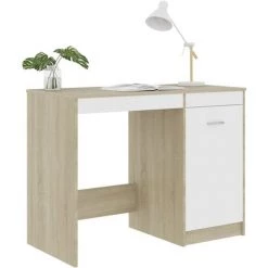 SUPERMARKET Bureau Blanc Et Chêne Sonoma 100x50x76 Cm Aggloméré -France Bureau Soldes 2022 63668123 4