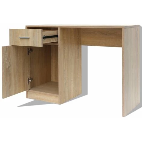 SUPERMARKET Bureau Avec Tiroir Et Placard 100 X 40 X 73 Cm Chêne 6 SUPERMARKET Bureau Avec Tiroir Et Placard 100 X 40 X 73 Cm Chêne – Image 4