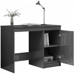 SUPERMARKET Bureau Gris Brillant 140x50x76 Cm Aggloméré -France Bureau Soldes 2022 63674905 4
