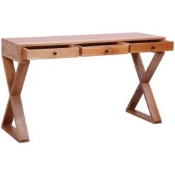 SUPERMARKET Bureau D'ordinateur Naturel 132x47x77 Cm Bois D'acajou Massif -France Bureau Soldes 2022 63679458 2