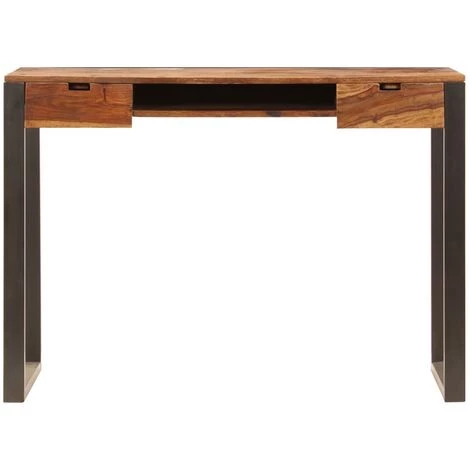 SUPERMARKET Bureau 110x55x78 Cm Bois Solide De Sesham Acier 6 SUPERMARKET Bureau 110x55x78 Cm Bois Solide De Sesham Acier – Image 4