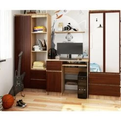 AKORD Bureau Informatique Gauche, Bureau D' Ordinateur, 90 Cm, PIKSEL, Mat, équipé D'une étagère à Clavier Coulissante Systeme Sans Poignée Chêne Sonoma / Wenge 3 étagères 1 Tiroirs 1 Portes1 -France Bureau Soldes 2022 63681148 5