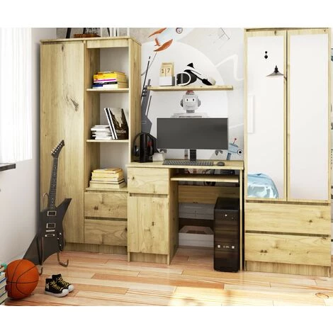 AKORD Bureau Informatique Gauche, Bureau D' Ordinateur, 90 Cm, PIKSEL, Mat, équipé D'une étagère à Clavier Coulissante Systeme Sans Poignée Chêne Artisanal / Chêne Artisanal 3 étagères 1 Tiroirs 1 Portes1 6 AKORD Bureau Informatique Gauche, Bureau D' Ordinateur, 90 Cm, PIKSEL, Mat, équipé D'une étagère à Clavier Coulissante Systeme Sans Poignée Chêne Artisanal / Chêne Artisanal 3 étagères 1 Tiroirs 1 Portes1 – Image 4