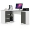 AKORD Bureau D'angle Gauche B20 Blanc 155 Cm Bureau D'ordinateur(1) Porte (3) Tiroirs Gris Graphite Mat, 4 étagères - 155x85x77 Cm -France Bureau Soldes 2022 63681205 1