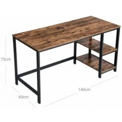 HELLOSHOP26 Bureau Avec Rangement Table D Ordinateur Avec 2 étagères Réversibles Poste De Travail Pour Télétravail Salon Cadre En Acier Style Industriel 140 Cm Marron Rustique Et Noir 12 0001282 - Marron -France Bureau Soldes 2022 63695315 2