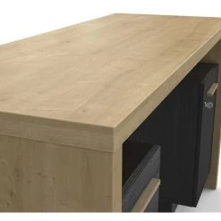 DEMEYERE Bureau 1 Porte 3 Tiroirs Naturel Et Noir Oxford - Naturel - Noir Et Naturel -France Bureau Soldes 2022 63725760 3