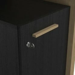 DEMEYERE Bureau 1 Porte 3 Tiroirs Naturel Et Noir Oxford - Naturel - Noir Et Naturel -France Bureau Soldes 2022 63725760 4