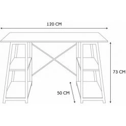 Paris Prix - Bureau Design "architecte" 120cm Naturel & Noir -France Bureau Soldes 2022 63729775 3