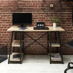 Paris Prix - Bureau Design "architecte" 120cm Naturel & Noir -France Bureau Soldes 2022 63729775 4