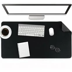 PERLE RARE Main En Cuir PU 80x40cm - Noir - Sous-Main Avec Bords Cousus - Grand Sous-Main - Sous-Main Et Tapis De Souris XXL - Tapis De Bureau