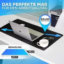 PERLE RARE Main En Cuir PU 80x40cm - Noir - Sous-Main Avec Bords Cousus - Grand Sous-Main - Sous-Main Et Tapis De Souris XXL - Tapis De Bureau -France Bureau Soldes 2022 63734843 3