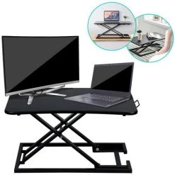 SWANEW Bureau Assis Debout Réglable En Hauteur Poste De Travail Ergonomique Rehausseur Pc