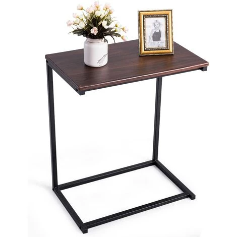GIANTEX Table D'appoint En Forme De C Pour Ordinateur Portable En Fer Et Métal - Design Industriel - 55 X 35 X 66 Cm - Marron 6 GIANTEX Table D'appoint En Forme De C Pour Ordinateur Portable En Fer Et Métal - Design Industriel - 55 X 35 X 66 Cm - Marron – Image 4