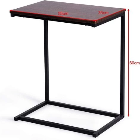 GIANTEX Table D'appoint En Forme De C Pour Ordinateur Portable En Fer Et Métal - Design Industriel - 55 X 35 X 66 Cm - Marron 7 GIANTEX Table D'appoint En Forme De C Pour Ordinateur Portable En Fer Et Métal - Design Industriel - 55 X 35 X 66 Cm - Marron – Image 5