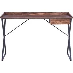 BELIANI Bureau Avec Rangement 120 X 54 Cm Bois Sombre Et Noir - Bois Foncé -France Bureau Soldes 2022 63744204 3