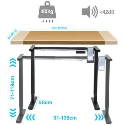 EINFEBEN Bureau Réglable En Hauteur, électrique, Cadre De Table, Table à Colonne Télescopique, Peut Supporter Jusqu'à 80 Kg, Noir - Blanc 8 EINFEBEN Bureau Réglable En Hauteur, électrique, Cadre De Table, Table à Colonne Télescopique, Peut Supporter Jusqu'à 80 Kg, Noir - Blanc -France Bureau Soldes 2022 63762225 2