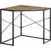HOMCOM Bureau D'angle Informatique Design Industriel - Dim. 80L X 80l X 77,5H Cm - Métal Noir Panneaux Particules Aspect Bois - Marron