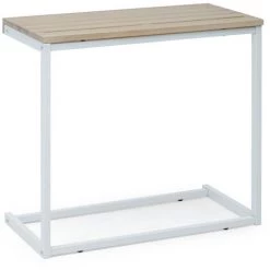BOX FURNITURE Table Pour Tablette / Portable ECO 70x36x63 Cm Blanc-Naturel - Blanc