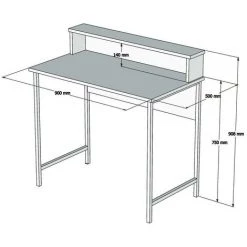 COTECOSY Bureau Chahla 90cm Bois Foncé Et Métal Noir - Bois Foncé -France Bureau Soldes 2022 64021499 4