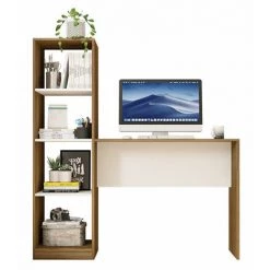 BEAUX MEUBLES PAS CHERS Bureau Et Bibus Intégré Blanc Et Chêne -France Bureau Soldes 2022 64029078 4