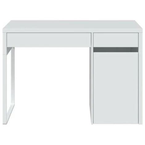 DANSMAMAISON Bureau 1 Porte 1 Tiroir Blanc Bois/Métal - DONCIN - L 108 X L 50 X H 75 Cm - Blanc 4 DANSMAMAISON Bureau 1 Porte 1 Tiroir Blanc Bois/Métal - DONCIN - L 108 X L 50 X H 75 Cm - Blanc – Image 2