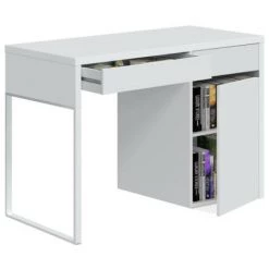 DANSMAMAISON Bureau 1 Porte 1 Tiroir Blanc Bois/Métal - DONCIN - L 108 X L 50 X H 75 Cm - Blanc 9 DANSMAMAISON Bureau 1 Porte 1 Tiroir Blanc Bois/Métal - DONCIN - L 108 X L 50 X H 75 Cm - Blanc -France Bureau Soldes 2022 64042333 3