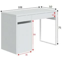 DANSMAMAISON Bureau 1 Porte 1 Tiroir Blanc Bois/Métal - DONCIN - L 108 X L 50 X H 75 Cm - Blanc 10 DANSMAMAISON Bureau 1 Porte 1 Tiroir Blanc Bois/Métal - DONCIN - L 108 X L 50 X H 75 Cm - Blanc -France Bureau Soldes 2022 64042333 4